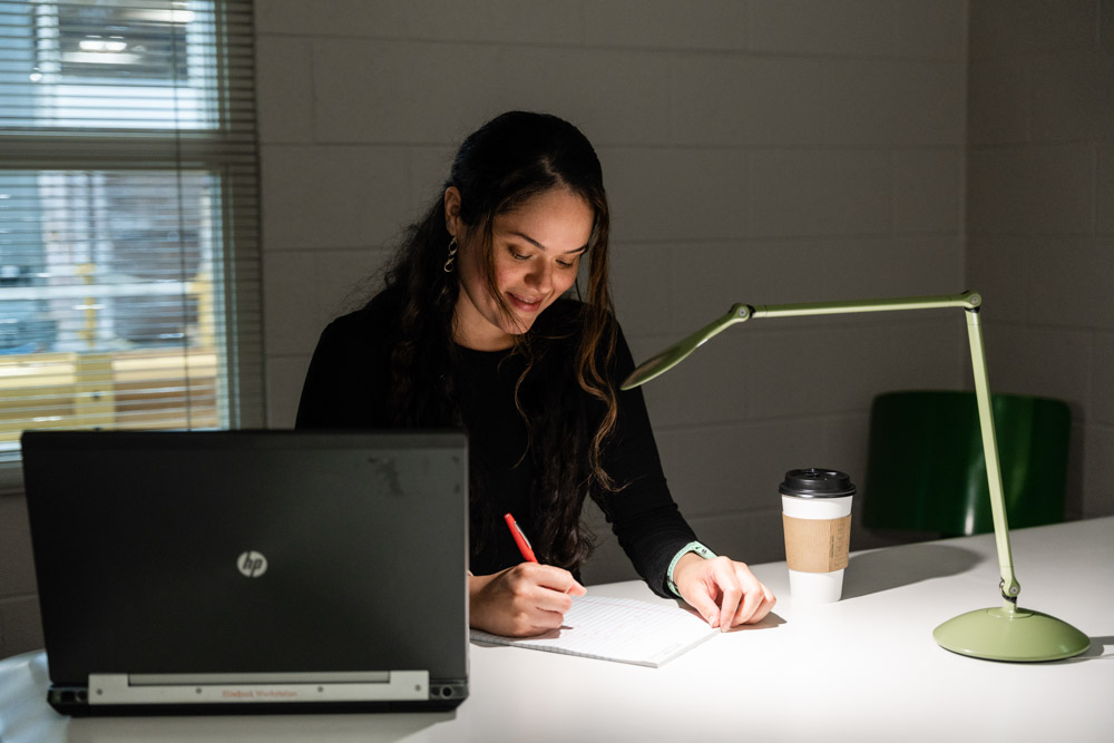 woman working at desk