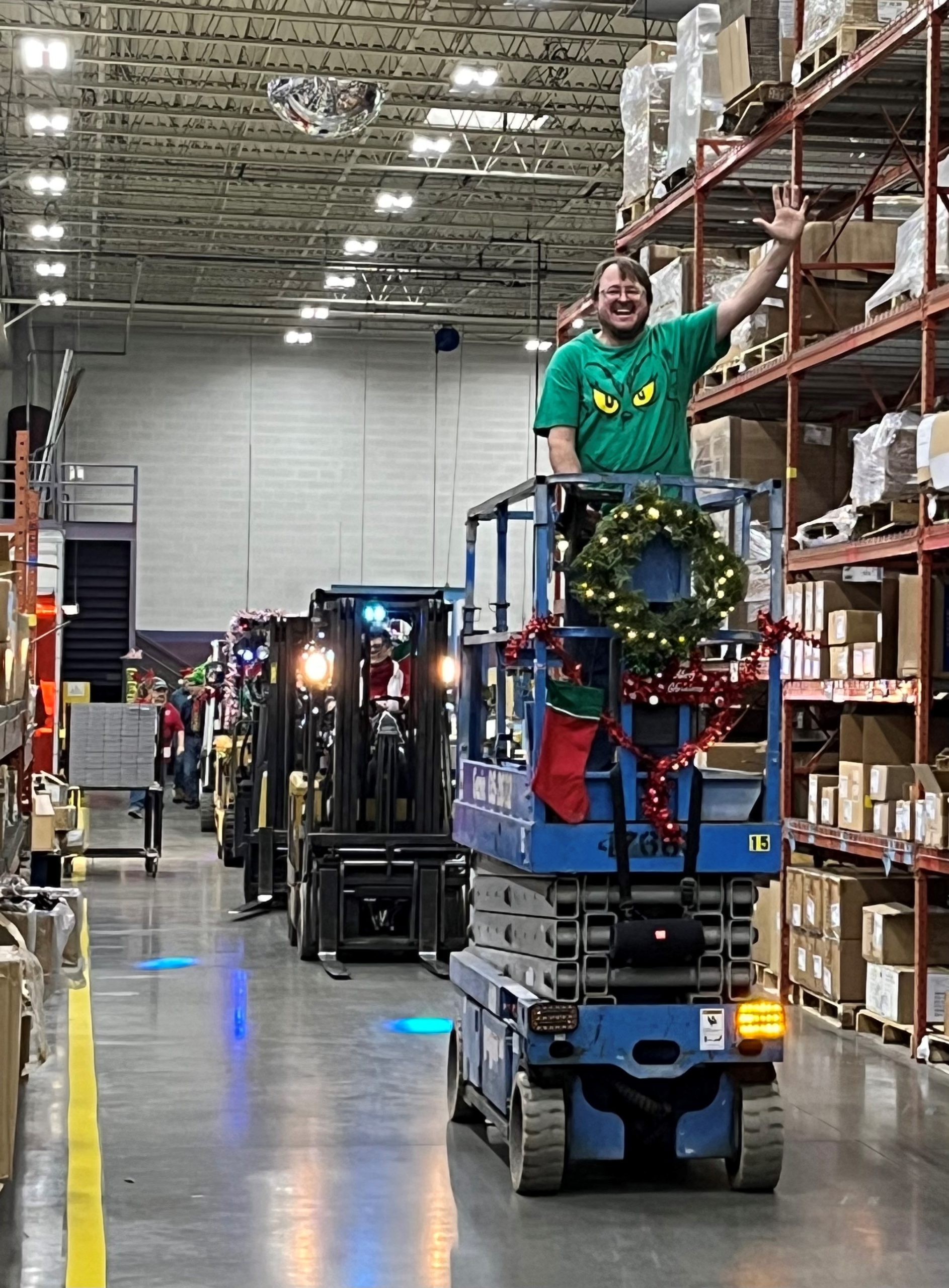 LightCorp employee at Christmas