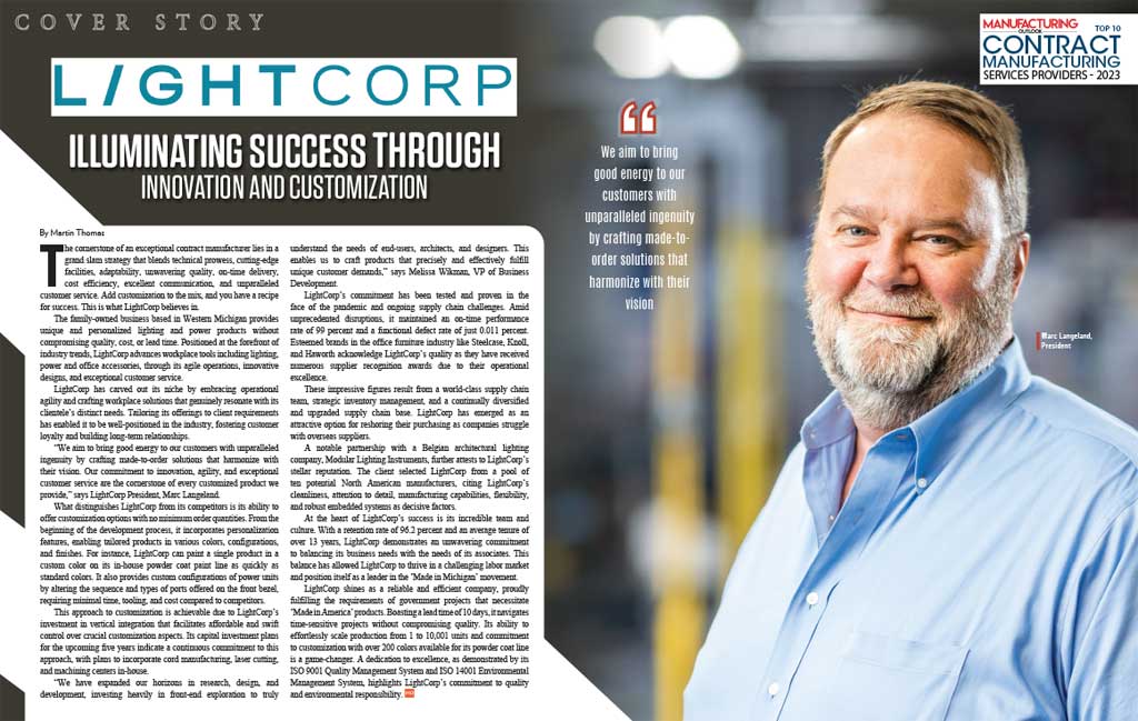 Cover story spread in The Manufacturing Outlook