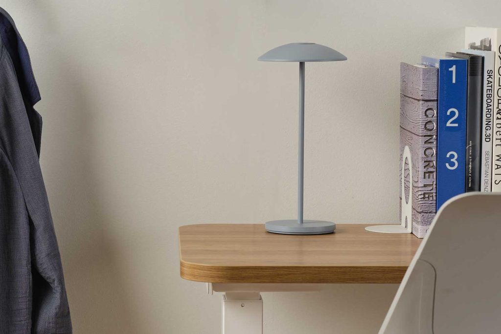 Pippa Personal Lamp in Fog finish on desktop