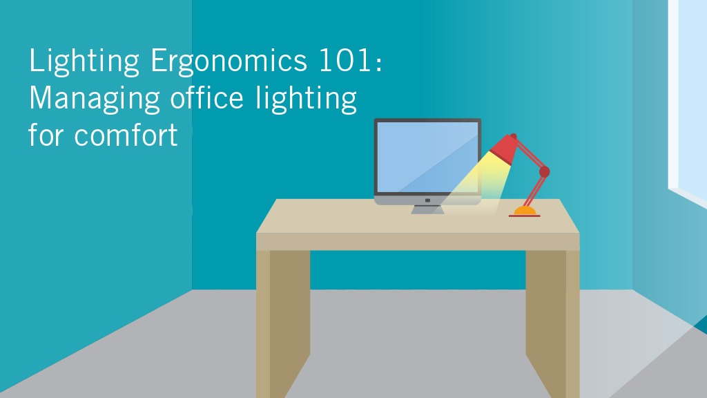Natural light from a window and a task light help illuminate a desktop