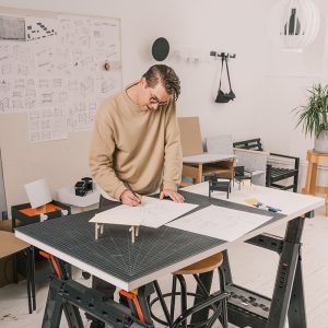 Jesse Hill at work in his studio